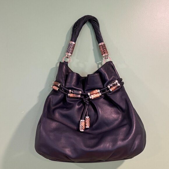 Michael Kors Navy Leather Hobo Bag - Picture 11 of 13